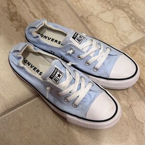 Converse Low Top Sneakers in Pale Blue and White